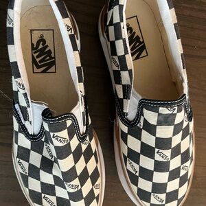 Vans Black and White Checkered Platform Shoes